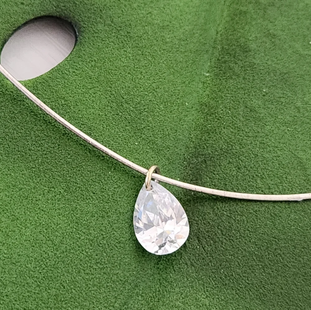 Vintage 925 Sterling Silver Italy Wire Necklace with Pendant - Picture 5 of 7